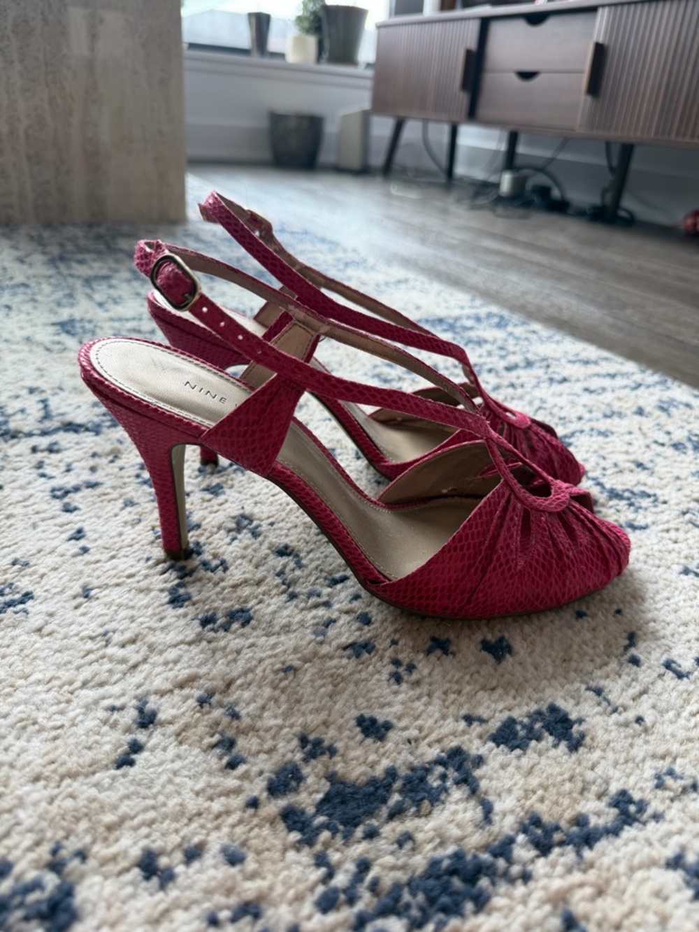 Nine West Hot Pink Strappy Open-Toe Slingbacks - Picture 4 of 5